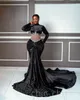 2023 Arabische Aso Ebi Black Mermaid Prom Dresses kristallen Velvet avond formeel feest tweede receptie verjaardag verlovingsjurken jurk zj455