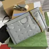 Chain Crossbody Bag präglade läderkopplingar KLIPPPALT KVINNA HANDBAG PURSE GEOMETRISK MOTIF Letters avtagbar justerbar Nylo239f