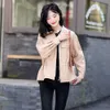 Kvinnors läderjackor för kvinnor Autumn Winter Jacket Short Drawstring Sheepskin Coats Korean Fit Fashion Coat Chaqueta CJK