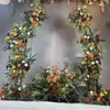 Decoración de fiesta, 2 uds., planta de flores artificiales para boda, soporte de ratán, accesorios de arco de globo de bienvenida, telón de fondo de Metal, escenario de bautismo