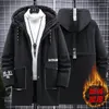 Men's Down Thick Warm Winter Parka Men Fleece Hooded Jacket Coat Cotton Padded Cargo Jackets Mens Overcoat Streetwear Casacos