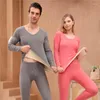 Sous-vêtements thermiques pour hommes, ensemble de ponçage Double face sans trace, hiver chaud pour hommes et femmes, Leggings, maillot de corps thermique, costume pour couples, grande taille