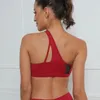 Kvinnor One Shoulder Tanks Gym Bras Spliced ​​Mesh Garn Underwears Camis Yoga Sports BH SUCKSPROats