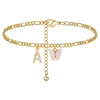 Enkelbanden vrouwen charmante mode met initialen Anklet enkel Bracelet 14K GOUD GODE Geschenk Cubaanse ketting Verstelbare lengte Party Dating Beach