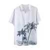 Casual shirts voor heren slanke fit shirt mannen lente zomers zomers met borsten revers revers Volledige print strand korte mouw vakantie heren groot lang