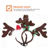 Hondenkleding Hoofdband Kerstmis rendier Haar Haar Pet Puppy Hoop Cat Deer Cosplay Cosplay Kostuum Antlerssanta Antlerar Dress Plush Holiday