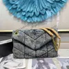 Loulou Puffer Denim omuz çanta çanta çanta lüks tasarımcı tote çantaları kadın kovboy Messenger Fleps çantaları çapraz kavrama 308n