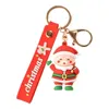 Party Favor Cartoon Cute Santa Claus Key Chain Soft Rubber Doll Car Key Ring Pendant Fashion Bag Ornament Keychain Christmas Gift RRA837