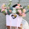 Gift Wrap 5st Heart Handle Flowers Bouquet Flower Arrangement Kraft Paper Portable Boxar Valentine's Day Package PAGS