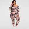 Survêtements ZJFZML ZZ Femmes Vêtements Deux Pièces Tenue Plus Taille Camouflage Imprimé À Manches Longues Haut D'entraînement Sport Pantalon Drop En Gros