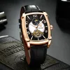 2019 Tevise Mens Watches Moon Phase Tourbillon Mechanical Watch Men Leather Luminous Sport Wristwatch Relogio Masculino3583