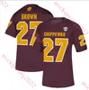 Custom Central Michigan Chippewas Football Jersey 50 Jamezz Kimbrough Quindario Lee Braden Doyle Jason Williams DeAnthony Becton Brayden Swartout Mens jerseys