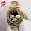 Rel￳gio de luxo Man RBOW Rainbow Diamond Buzel Mechanical Automatic Watch 18K 316L A￧o inoxid￡vel Goldwatches de pulso No Chronograph228G