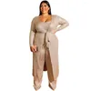 Tracksuits 3 Piece Outfits For Women Plus Size Long Cardigan Vest Blusas And Trouser Matching Sets African Clothes Tallas Grandes Mujer 5XL