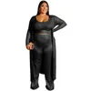 Tracksuits 3 Piece Outfits For Women Plus Size Long Cardigan Vest Blusas And Trouser Matching Sets African Clothes Tallas Grandes Mujer 5XL