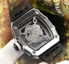 Popolare Uomo Donna Moda Hollow Skeleton Dial Orologio con diamanti pieni Anello ghiacciato Tre perni Cintura in gomma data automatica Movimento al quarzo classico Orologio da polso