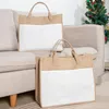 Fontes de festa Sublimação em branco Bolsa de Natal Sacola de compras reutilizável Linho Juta Tote Sacos de compras com alças para presente de dama de honra Viagem DIY Artesanato Bolsa