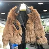 Женские меховые роззаны импортировали настоящую локомотивную кожаную куртку с двойным лицом Женщины Женщины 2022 Осенний зимний поворот воротник