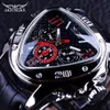 Jaragar Sport Racing Design Geometric Triangle Design Cinturino in vera pelle Orologi da uomo Orologio da polso automatico delle migliori marche256I