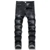 Black Stretch Printed Men's Jeans Casual Slim-Fit Pencil Pants Spring Summer Straight Denim Trousers Male Daily Pantalones Para Hombre Vaqueros