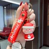 Party Favor Cartoon Cute Santa Claus Key Chain Soft Rubber Doll Car Key Ring Pendant Fashion Bag Ornament Keychain Christmas Gift RRA837