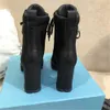 2023 Luxury Designer Fashion Ankle Boots Leather And Nylon Fabric Heel Booties Women Monolith Biker Australia Winter Platform High Heels With Box