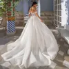 Sjöjungfrun bröllopsklänningar avtagbart tåg 2023 från axelspetsapplikationer klänning för brud 2 i 1 bröllopsklänning