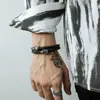 Charm Armbänder Trend Modeschmuck Punk Retro Hip Hop Schädel Kreuz Jesus Lederarmband Für Männer Jungen Edelstahl Zubehör Geschenk