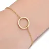 Brazalete con colgante de dos círculos para mujer, anillos dobles entrelazados, amistad de generación unida al infinito