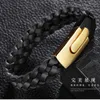 Linkarmbanden Granny chic 13 mm 21 cm hoogwaardige roestvrij staal echte lederen lederen armband zwarte kleur accessoires sieraden voor mannen