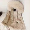 Manteau en fourrure Ins Real pour femme, Parka avec doublure, capuche de raton laveur naturel, moyenne, surdimensionnée, épaisse et chaude, 2022