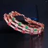 Brazalete 2022 joyería de moda europea y americana Color cuadrado circón señora pulsera oro rosa