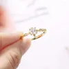 Trouwringen Dainty For Women Gold Color Crystal Promise Ringadjustable sieraden Bruid Accesorios Bulkartikelen Groothandelspartijen R372