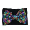 Hårtillbehör 13 cm glitter paljetter bowknot baby flickor elastiska hårband mode handgjorda bågar spädbarn nylon pannband födelsedagsprester po