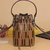 Women Bucket Bag Lady Shoulder Bags Purse High Quality Patchwork Color Genuine Leather String Embossed Printing Classic Pattern Ba275Z