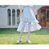 Skirts 2022 Summer Elegant Floral Fairy Long Length Loose Chiffon Skirt Casual Japanese Kawaii Bowknot Elastic Waist Women Cake