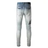 Herenjeans Distressed Motorcycle Biker Jean Rock Skinny Slim gescheurde gatletter Topquality merk Hip Hop denim broek 21SS Maat 28-40 Vijf kleuren