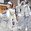 Kvinnorjackor Autumn 2022 Loose Hooded Baseball Jacket Women Kawaii tryck Sweet Harajuku Fashionabla Vintage Clothes Windbreaker Long Coat