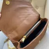 Briefträger-Kurier-Geldbörse für Damen, Schulter-Crossbody-Handtasche, modisch, einfarbig, echtes Leder, Ziegenleder, Haspe, Chian-Klappe, College-Tasche