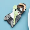 Brooches Wuli&baby Acrylic Telephone Girl For Women Wear Glasses Bowknot Band Lady Party Casual Brooch Pins Gifts