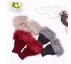 Rabbit Fur Mittens Women Gloves Knitted Arm Fingerless Warmer Winter Knitted Gloves DE972