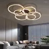 Taklampor modern enkel aluminium LED -ljuskrona för vardagsrum sovrum dekor ring hängande belysning akryl lyx kreativt hem
