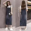 Casual Dresses Korean Jeans Dress Women Suspenders Denim Female Overalls Spring Summer 2022 Long Sundress Robe Femme