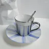 Tassen Handbemalte Keramik-Reflexions-Kaffeetasse, Schmetterling, kleiner Luxus, Netz, roter Spiegel, exquisite Galvanik-Tumbler-Tassen