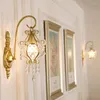 Lámparas de pared doradas francesas para sala de estar, lámpara LED moderna para pasillo, lámpara nórdica creativa para dormitorio, luces de cristal para cabecera, AC110 240V