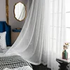 Tende trasparenti in tulle bianco solido a righe per finestre per soggiorno, tende moderne in tessuto voile organza per camera da letto