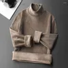 Herr termiska underkläder män toppar fleece förtjockad t-shirt smal botten varma kläder höst vinter termo pullover långärmad bas tee