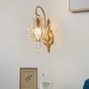 Lámparas de pared doradas francesas para sala de estar, lámpara LED moderna para pasillo, lámpara nórdica creativa para dormitorio, luces de cristal para cabecera, AC110 240V