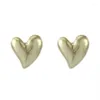 Stud Earrings Cold Air Alloy Gold-plated Brushed Heart-shaped Women's Simple Retro Sub-color 925 Silver Needle