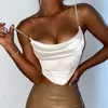 Camisas femininas Cadeia de diamante de cetim feminino Sling Slim Fit Corset Sexy Crop Top Women feminino curto 2022 Summer Mujer